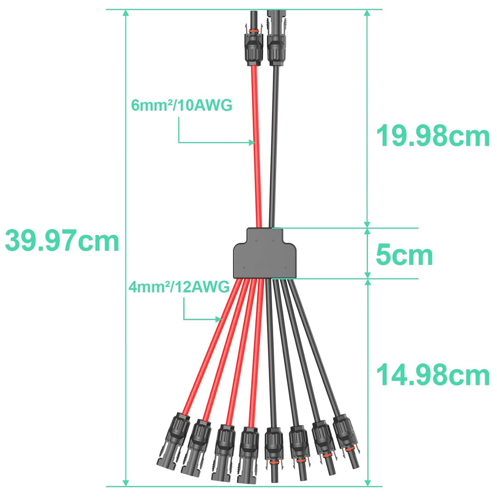 Solarpanel Kabel Solarkabel 2Y4 2Y6 2Y8  Verteiler Male Female Connector Photovoltaik Steckverbinder