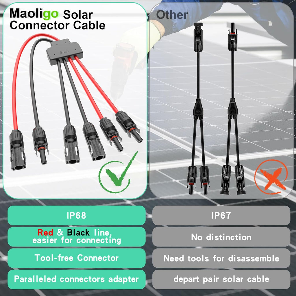 Solarpanel Kabel Solarkabel 2Y4 2Y6 2Y8  Verteiler Male Female Connector Photovoltaik Steckverbinder