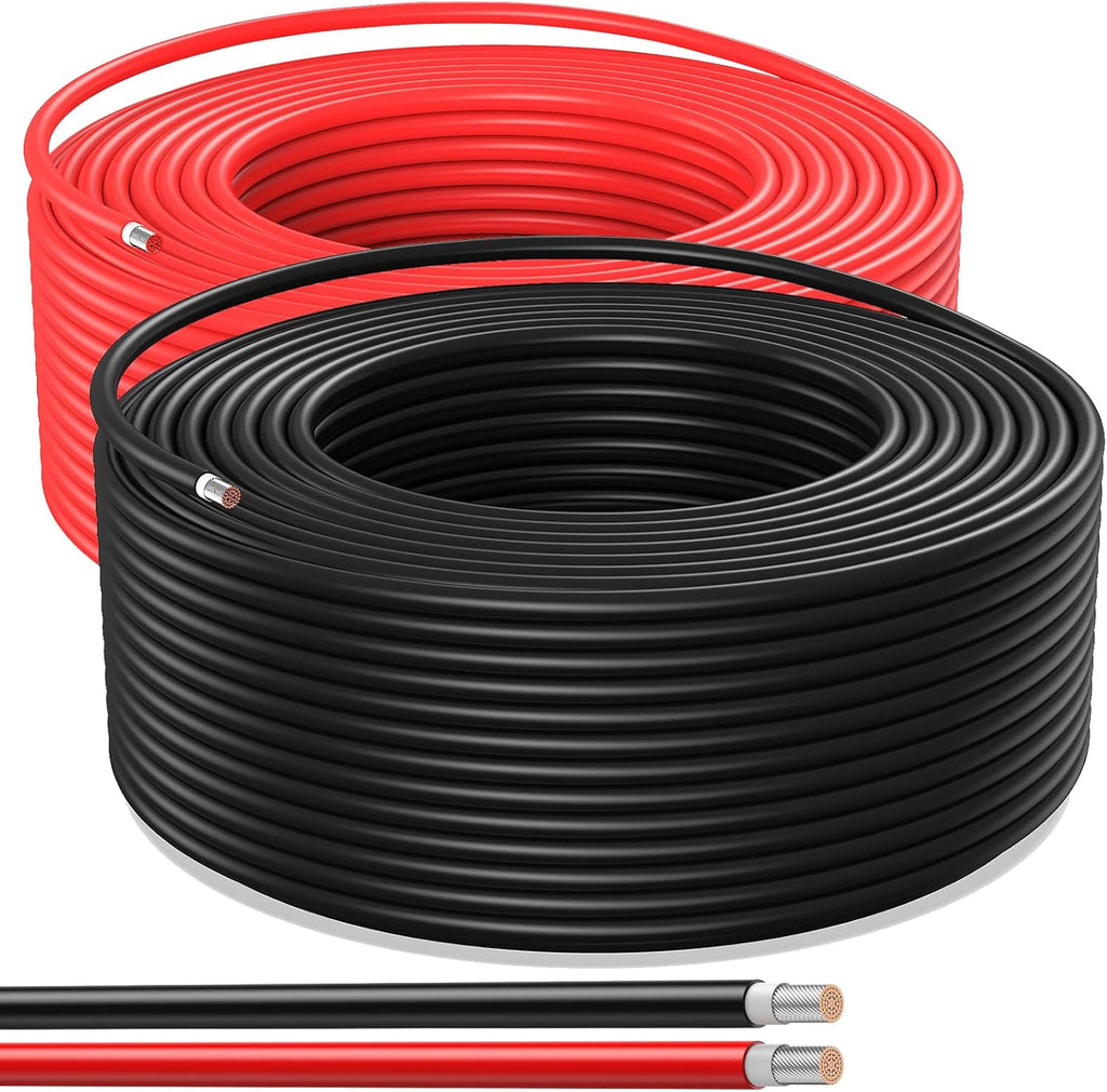 20/50/80/100 Meter Solarkabel PV-Kabel DC-bewertet Schwarz Rot 4 mm² 6 mm² - 1800 V Doppelisolierter Qualitätsdraht