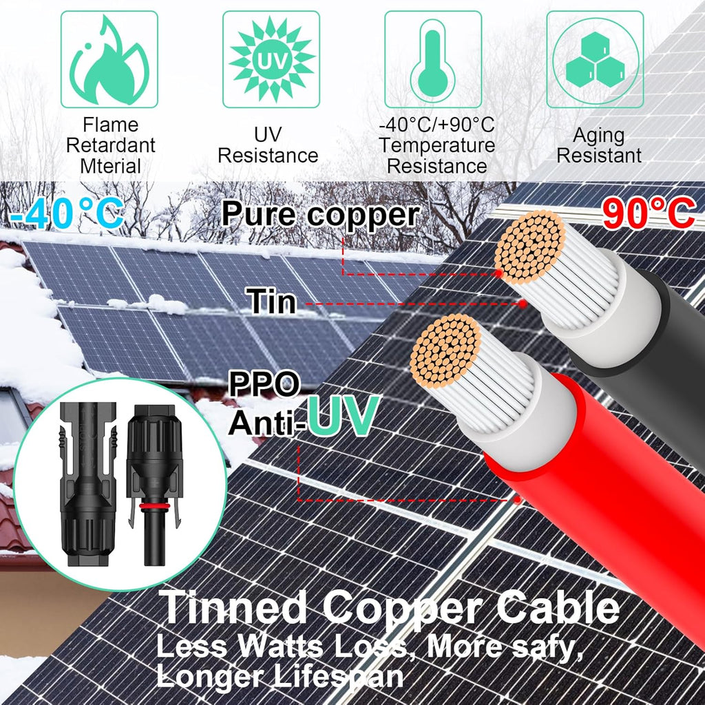 Solarpanel Kabel Solarkabel 2Y4 2Y6 2Y8  Verteiler Male Female Connector Photovoltaik Steckverbinder