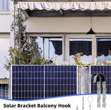 Laden Sie das Bild in den Galerie-Viewer, 2 Stück Edelstahl Solarmodul Halterung Balkonkraftwerk, Balkonhaken Solarpanel Halterung Balkon Passend für Runde Balkongelände, PV Halterung Geländer Haken Solar Balkonhalterung