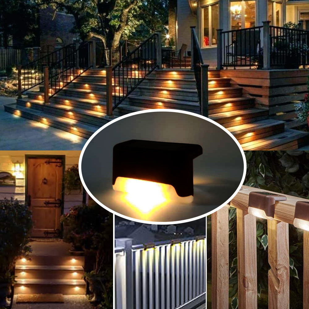 8/10/12/14pcs Schwarz/Braun/Weiss Solar Stufenlicht lampen für Außen Garten,  Wegbeleuchtung LED Solar Beleuchtung ,Wasserdichte Dekoration,Treppe,Gartenwege