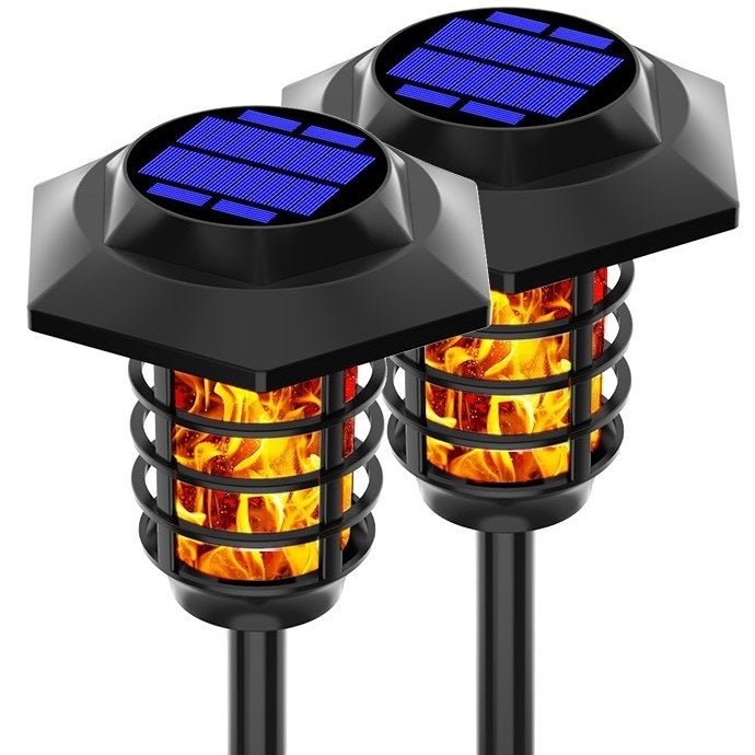 1/2 pcs GROßE Solar 66LEDs Garten Flammen Fackeln  gartenfackeln für außen wasserdicht IP45, Automatische Ein/Aus für Garten, Hof, Balkon, Auffahrt, Weg