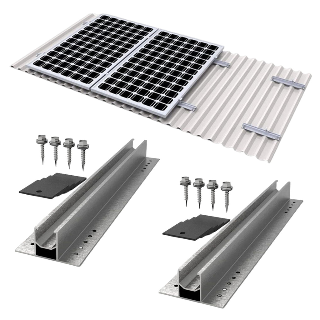 Aitesen 2/4/6/8/10 x Solarmodul Photovoltaik-Halterung Schienenset 300mm,Solarmodul Alu Halterung Befestigungssystem Trapezblech PV Befestigungsschiene