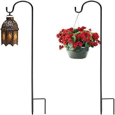 4 Stück Schäferhaken, Metall-Gartenstecker mit Haken für Solarleuchten, Laternen, Weihnachtsbeleuchtung, Hochzeiten, Pflanzkörbe, Blumenkugel(100cm)