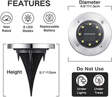 Laden Sie das Bild in den Galerie-Viewer, 6/8/10 PCS 8 LEDs Solar Bodenleuchten Solarleuchten für Außen   Solar Bodenleuchte aussen Gartenleuchte Solarlampe led solar strahler Deko für Rasen,Gehweg,Pool,Terrassen Gehäuse Metallic-Silber, Farbton