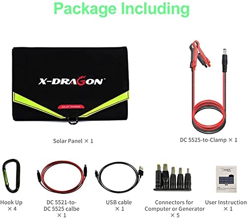 X-DRAGON 70W Faltbares Solarpanel Tragbares Solarpanel Solarmodul Solarladegerät mit 18V DC Ausgang für Tragbaren Generator, Smartphone, Laptops, 12V Auto Boot RV Batterie, Powerbank