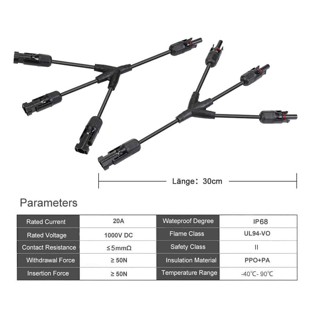 Solarpanel Kabel Solarkabel 1Y2 1Y3 1Y4 Verteiler Male Female Connector Photovoltaik Steckverbinder