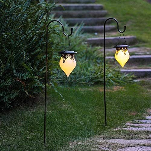 4 Stück Schäferhaken, Metall-Gartenstecker mit Haken für Solarleuchten, Laternen, Weihnachtsbeleuchtung, Hochzeiten, Pflanzkörbe, Blumenkugel(100cm)