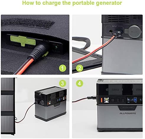 ALLPOWERS 100W Faltbares Solarpanel Solar ladegerät Solarmodul für Tragbare Powerstation mit 2 x USB Anschluss Outdoor Solargenerator für Reisen, Camping und Garten