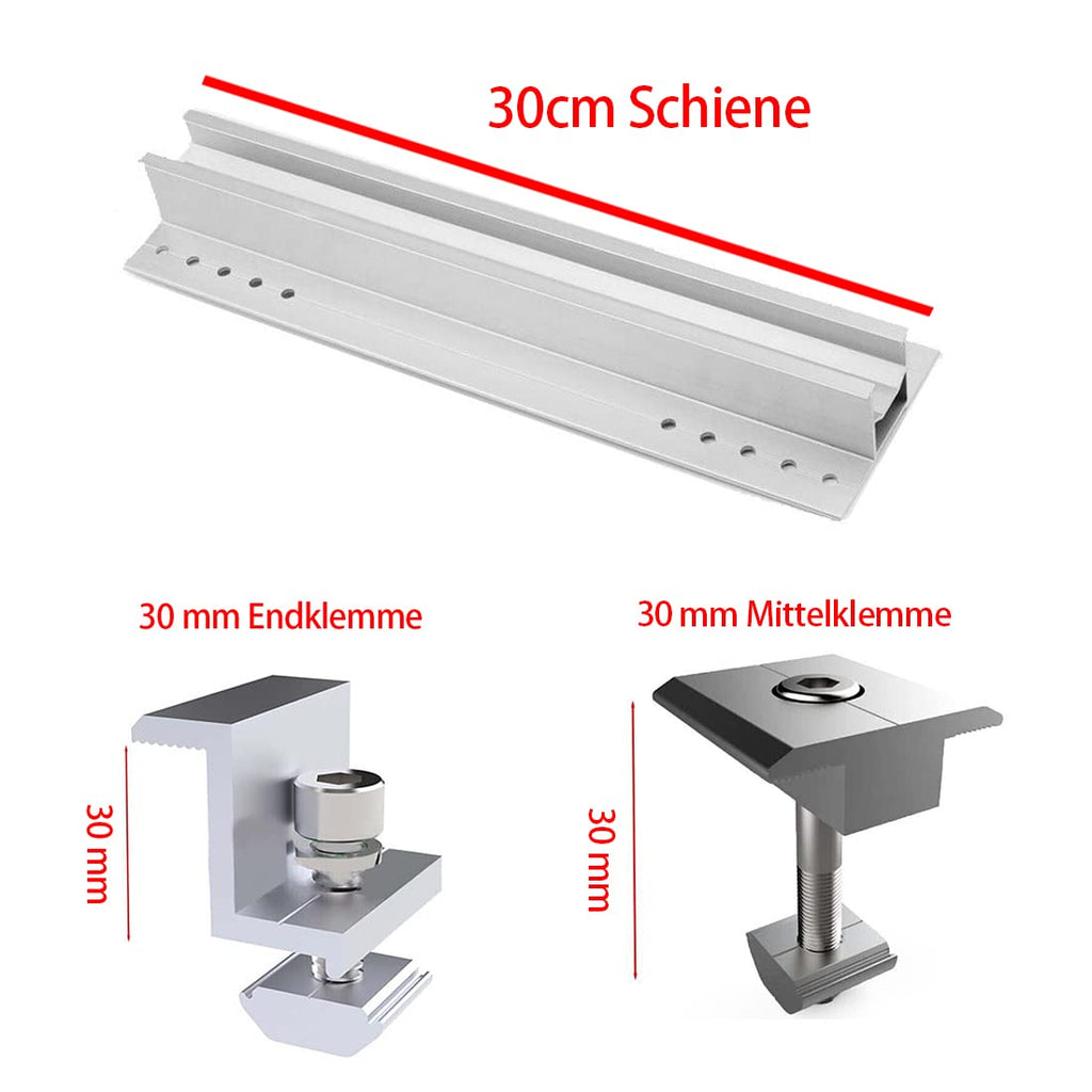 Aitesen GFBZ012  Solarmodul Alu Halterung Befestigungs-Set für1/2/3/4/5/6/7/8/9/10 x Solarmodul Befestigungssystem Trapezblech PV Befestigungsschiene,