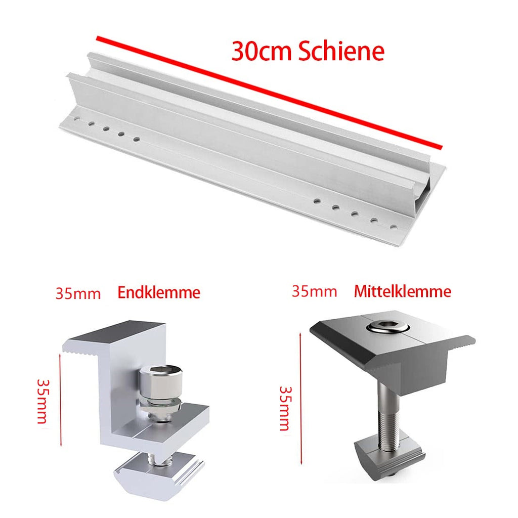 Aitesen GFBZ012  Solarmodul Alu Halterung Befestigungs-Set für1/2/3/4/5/6/7/8/9/10 x Solarmodul Befestigungssystem Trapezblech PV Befestigungsschiene,