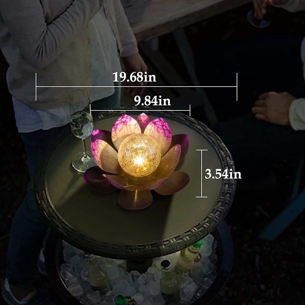 Solar Licht Outdoor Garten, Wasserdichte Solar Lotusblüten Lampe Dekoratives, Traumhafte Lichteffekte durch Bruchglasoptik, LED Solar Lotus Laterne für Terrasse, Rasen, Gehweg, Boden