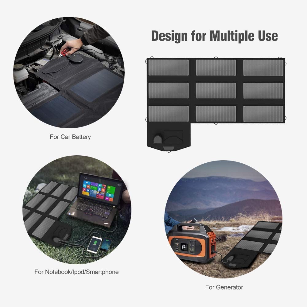 X-DRAGON 70W Faltbares Solarpanel Tragbares Solarpanel Solarmodul Solarladegerät mit 18V DC Ausgang für Tragbaren Generator, Smartphone, Laptops, 12V Auto Boot RV Batterie, Powerbank