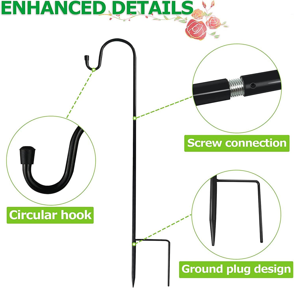 4 Stück Schäferhaken, Metall-Gartenstecker mit Haken für Solarleuchten, Laternen, Weihnachtsbeleuchtung, Hochzeiten, Pflanzkörbe, Blumenkugel(100cm)