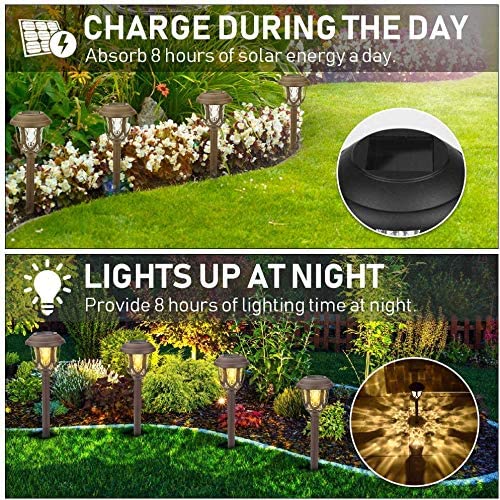 [6/8/10 Stück] Solarlampen für Außen Garten - Solarleuchten Garten Außenleuchte wasserdichte Solar Licht warmweiß Dekoration Licht Solarlampe für Außen Wegbeleuchtung für Außen Villa Rasen