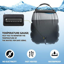 Laden Sie das Bild in den Galerie-Viewer, Solar Campingdusche Wassersack Heizung Camping Dusche Tasche mit Duschkopf Gartendusche Pooldusche Warmwasser Shower,Outdoor Camping