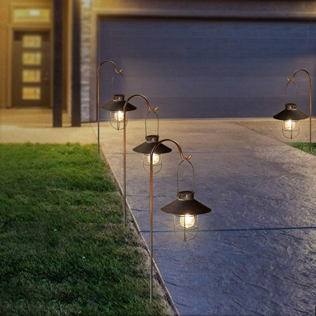 Solarlaterne für Außen Hängend Vintage Metall Solarleuchten Gartenleuchte mit Warmen LED-Lampen für Outdoor Garten Hof Terrasse Baumdekoration, Solar Landschaftsbeleuchtung