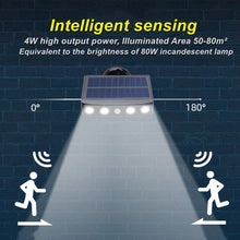 Laden Sie das Bild in den Galerie-Viewer, Solar Aussenlampe mit bewegungsmelder,solar lampions außen wetterfest,360° Montage einstellbar Nachahmung der Überwachung ,4W