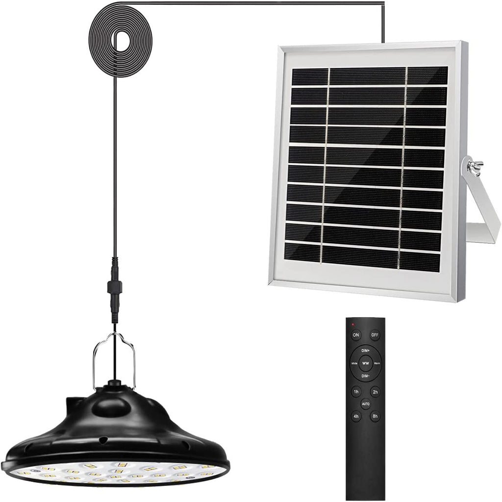 Solar Hängelampen für Außen & Innen, Hängend Solarlampen 100LED 1200LM Pendelleuchte mit Fernbedienung, 3000K|4000K|5000K Dimmbar, IP66 Wasserdicht Solarpanel Licht für Draußen Garten Camping