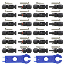 Laden Sie das Bild in den Galerie-Viewer, 5/6/8/10/12/20/22 Männlich/Weiblich MC4 Solarpanel Kabelstecker, Solar Panel Kabel Anschlüsse Stecker, Photovoltaik Steckverbinder mit Schraubenschlüssel, Schwarz