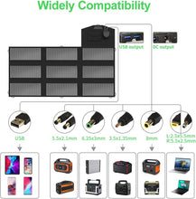 Laden Sie das Bild in den Galerie-Viewer, X-DRAGON 70W Faltbares Solarpanel Tragbares Solarpanel Solarmodul Solarladegerät mit 18V DC Ausgang für Tragbaren Generator, Smartphone, Laptops, 12V Auto Boot RV Batterie, Powerbank