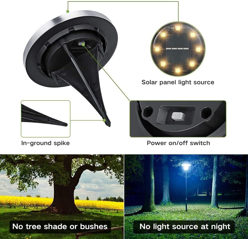 6/8/10 PCS 8 LEDs Solar Bodenleuchten Solarleuchten für Außen   Solar Bodenleuchte aussen Gartenleuchte Solarlampe led solar strahler Deko für Rasen,Gehweg,Pool,Terrassen Gehäuse Metallic-Silber, Farbton