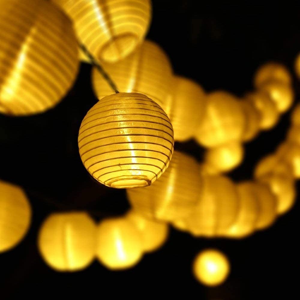 Solar Lichterkette Lampion Außen 3.5/5/6.5/7 Meter 10/20/30/50 LED Laternen 8 Modi  Wasserdicht Solar Beleuchtung für Garten, Hof, Hochzeit, Fest Deko