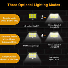 Laden Sie das Bild in den Galerie-Viewer, Solarlampen für Außen, 120 COB LED Superhell Solar Aussenleuchte mit Bewegungsmelder, 3 Modi Solar Bewegungsmelder Aussen mit 5M Kabel, IP65 Wasserdichte Solarleuchten für Garten (1 Stück) [Energieklasse A+++]