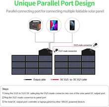 Laden Sie das Bild in den Galerie-Viewer, X-DRAGON 70W Faltbares Solarpanel Tragbares Solarpanel Solarmodul Solarladegerät mit 18V DC Ausgang für Tragbaren Generator, Smartphone, Laptops, 12V Auto Boot RV Batterie, Powerbank