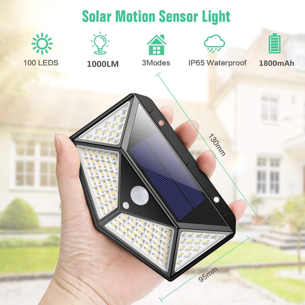 4/6 pcs Solarlampen Für Außen Mit Bewegungsmelder, Ip65 Wasserdicht 100 Led-Superhelle Solarleuchte, 2000Mah Solar Wandleuchte Mit 3 Modi Für Hinterhof, Garten, Zaun, Terrasse, Haustür, Garage