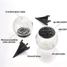 Laden Sie das Bild in den Galerie-Viewer, 2 pcs Solar Glasleuchtkugeln,  IP65 Wasserdicht Gesprungenes Glas Kugel Licht, Intelligente Lichtsteuerung Outdoor Rasen Lampe Plug-in Dekorative Solarleuchten für den Außenbereich, 12cm