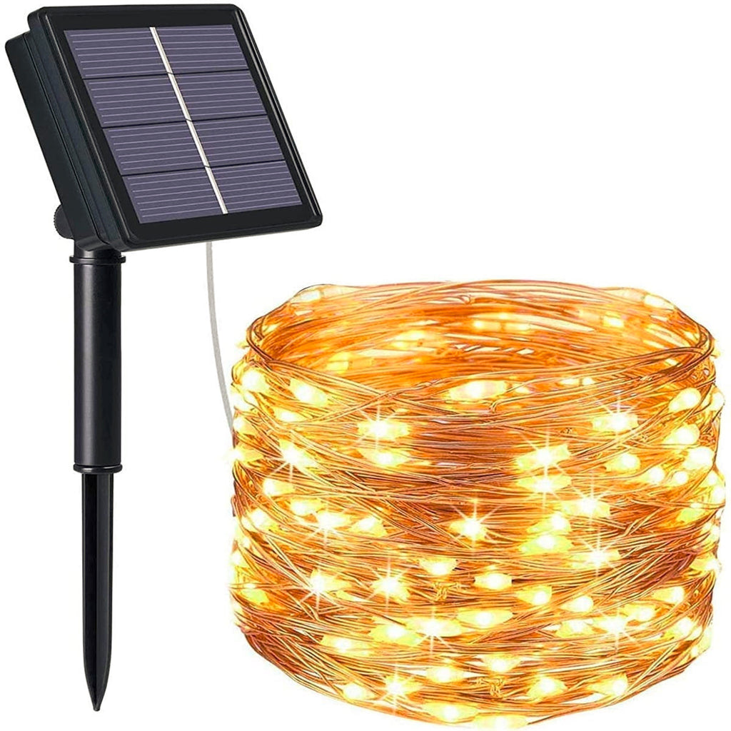 Solar Lichterkette Aussen Kupferdraht,1/2/3/4 pcs 4 Farben 12/22/32M 100/200/300LED Solar Lichterketten IP64 Wasserdicht, 8 Modi  für Garten, Bäume, Terrasse, Weihnachten, Hochzeiten, Partys