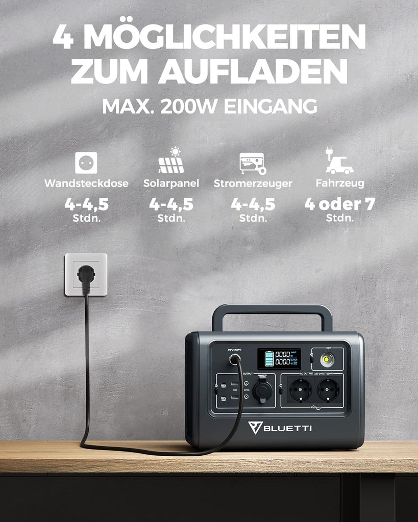 BLUETTI Tragbare Powerstation EB70, 716Wh LiFePO4 Batterie-Backup mit 2 1000W AC Ausgängen (1400W Peak), 100W Typ-C, Solargenerator für Autoreisen, Netzunabhängig, Stromausfälle (Solarpanel Optional)