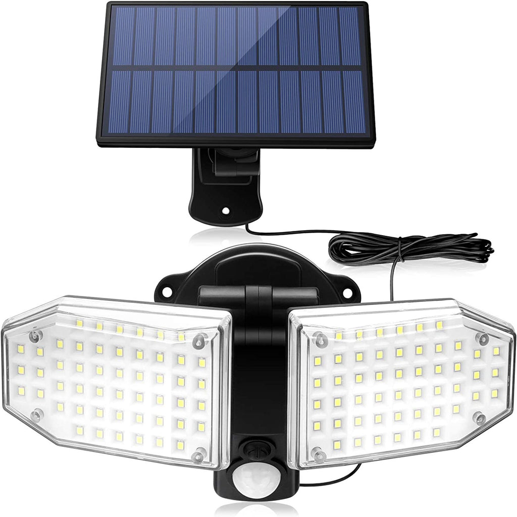 Solarlampen für Außen mit Bewegungsmelder,100 LED Strahler Außen 270° Superhelle Solarleuchten für Außen LED IP65 Wasserdichte 3 Modi Solar Wandleuchte mit 5M/16.5ft Kabel, LED Solarleuchte