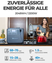 Laden Sie das Bild in den Galerie-Viewer, BLUETTI Tragbare Powerstation AC200MAX Solargenerator mit 2048Wh LiFePO4 Batterie, Erweiterbare Kapazität bis zu 8192Wh, Stromerzeuger mit 2200W AC-Steckdosen für Camping, Notfall, Wohnwagen