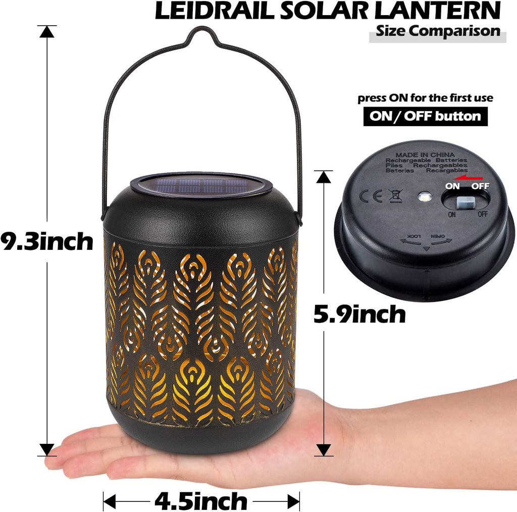 Solar Laterne - Solarlaterne für Außen Metall Solar Laterne LED Gartenleuchte IP44 Wasserdicht Vintage Hängend Balkon Deko für Aussen Patio Terrasse Wand Tisch Warmweiß