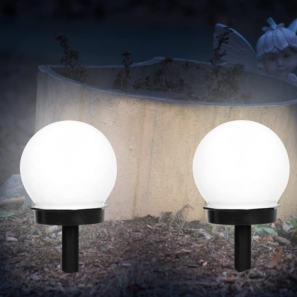 4/6/8/10 Stück Solar Wegeleuchten Gartenleuchte wasserdicht Solarlampe für Garten Außen LED Kugel mit Erdspieß Kunststoff ∅10 x L33 cm