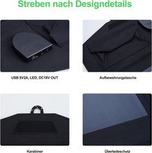 Laden Sie das Bild in den Galerie-Viewer, X-DRAGON 40W Faltbar Solarpanel Solar Charger  Solar Klappbar Solar Panel USB (5V USB + 18V DC) für Kurbelradio Notfall, Laptops, Akku, Powerbank, Tablets, Smartphones, Reise, Notfall