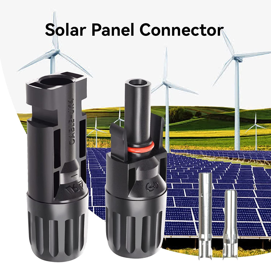 5/6/8/10/12/20/22 Männlich/Weiblich MC4 Solarpanel Kabelstecker, Solar Panel Kabel Anschlüsse Stecker, Photovoltaik Steckverbinder mit Schraubenschlüssel, Schwarz