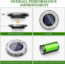 Laden Sie das Bild in den Galerie-Viewer, 4/6/8 Solar Bodenleuchten Solarleuchte im Freien eingebettetes Gartenlicht 4 Sets IP67 wasserdicht, Solarpanel-Aufladung, Diebstahlschutz, Lichtsensor 12LED hohe Helligkeit, Eingangshof-Bürgersteig