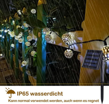 Laden Sie das Bild in den Galerie-Viewer, Solar Lampe,LED Solarbetriebenes Lichterketten ,20/30/50 LED Solar Marokkanische Lichterketten Außen，8 Modi Solar Kristall Kugeln für Garten,Bäume,Terrasse,Weihnachten,Hochzeiten,Partys