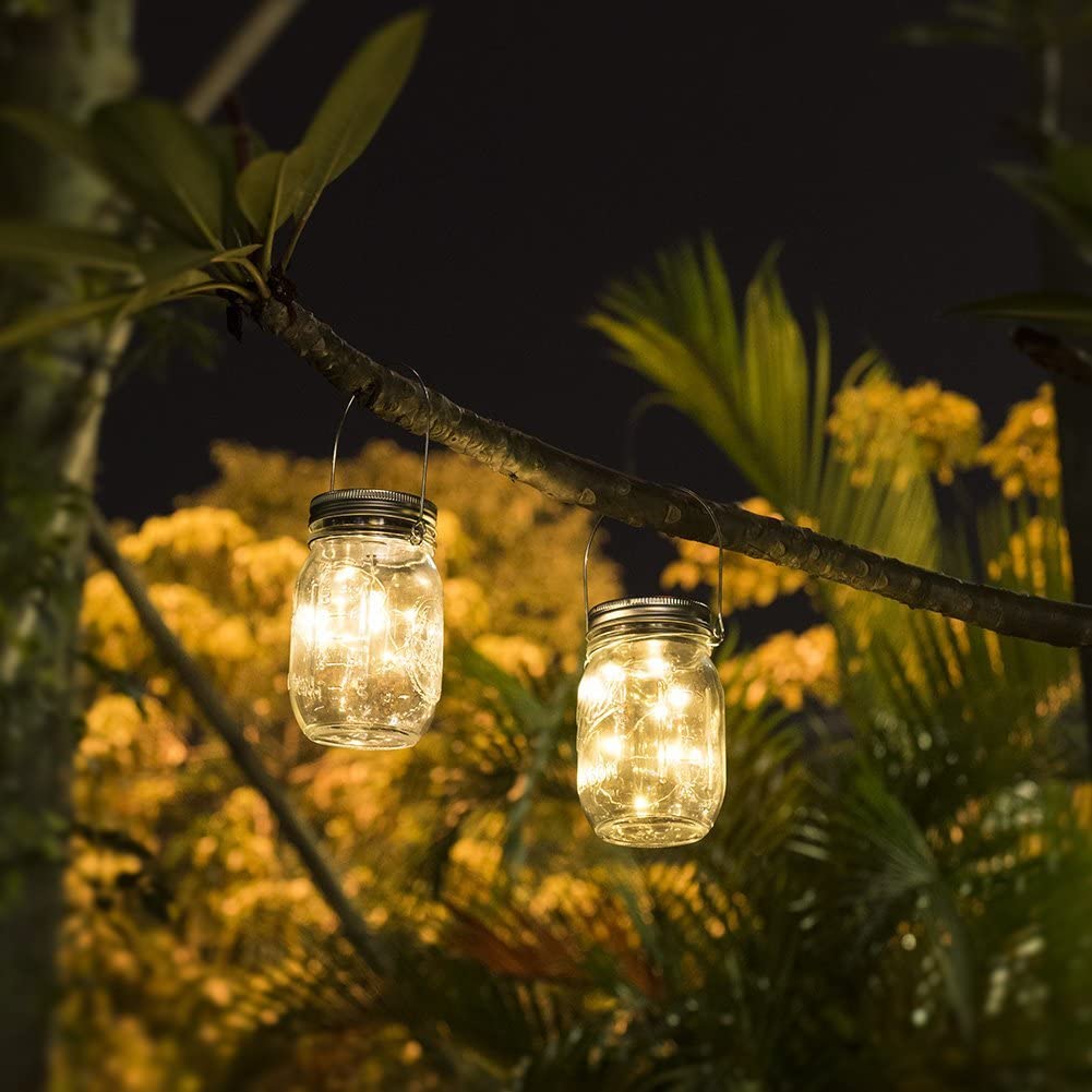 4/6/8 Stück 2Farben Solarlampen für Außen, 30Leds Lichterkette im Einmachglas Warmeweiße Laterne, Mason Jar Lampions Balkon Tischleuchte Dekoration Aussen, Wasserdichte Hängeleuchte für Garten Party Hochzeit