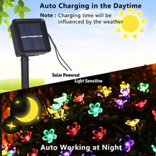 Laden Sie das Bild in den Galerie-Viewer, Solar Lichterketten Außen Garten, 6.5/7/11/12M 30/50/60/100 LED Blühen Blume Wasserdicht Solar Power Lichterketten Dekor Festival Buntes Licht für Party Hochzeit Patio Weihnachten Dekoration