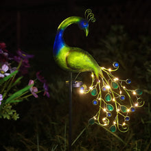 Laden Sie das Bild in den Galerie-Viewer, Solar Gartenleuchte Metall Pfau Gartendeko Wasserdicht Pfau Solar Pfahl Lichter für Outdoor Patio Hof Dekorationen