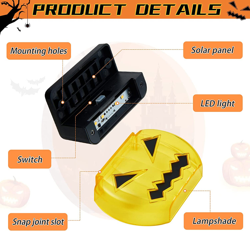 2/3/4/5 pcs Halloween Solar Deckleuchten Kürbis Wegeleuchten Wasserdichte Stufen Terrassenlichter Zaunleuchten Wegbeleuchtung für Outdoor Garten Zäune Treppen Balkongeländer Terrassen Dekorationen