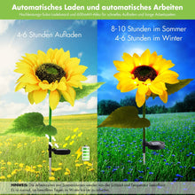 Laden Sie das Bild in den Galerie-Viewer, Solarlampen für Außen Deko, 2/4 Stück Solarleuchten für Außen Garten Deko, Wasserdicht Solar Gartenleuchte Dekoration, Sonnenblume Licht mit 20 LEDs für Garten, Terrasse, Rasen