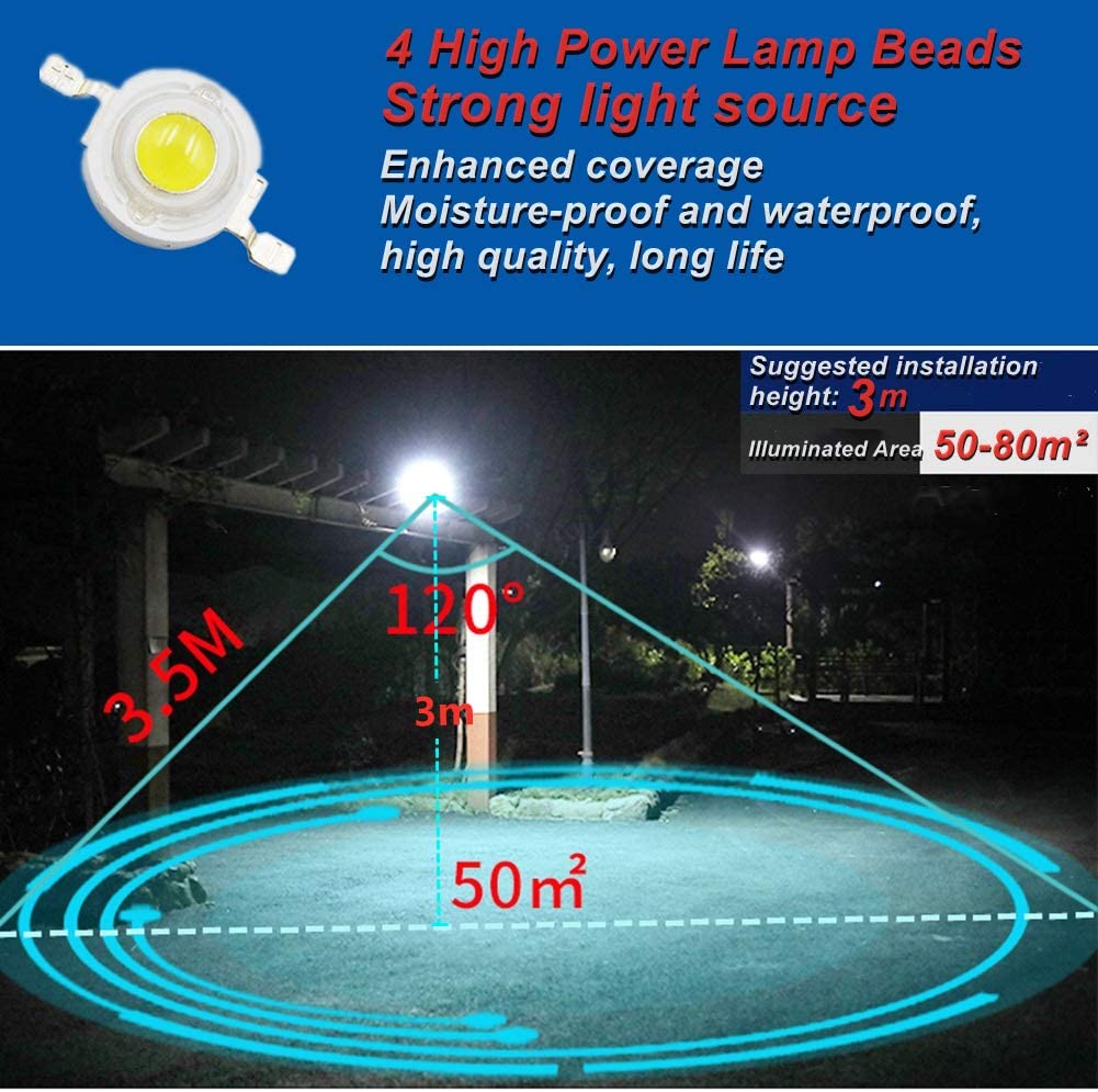 Solar Aussenlampe mit bewegungsmelder,solar lampions außen wetterfest,360° Montage einstellbar Nachahmung der Überwachung ,4W