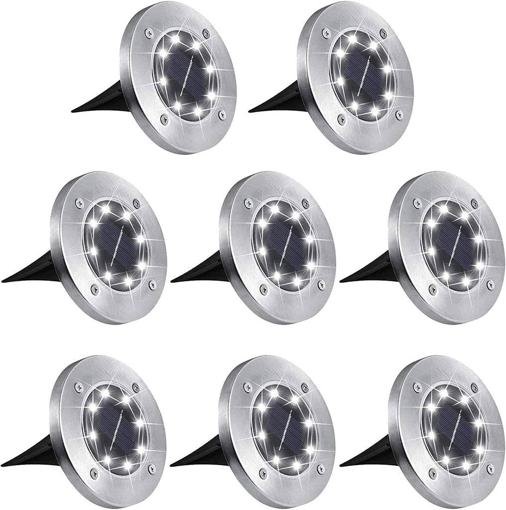 6/8/10 PCS 8 LEDs Solar Bodenleuchten Solarleuchten für Außen   Solar Bodenleuchte aussen Gartenleuchte Solarlampe led solar strahler Deko für Rasen,Gehweg,Pool,Terrassen Gehäuse Metallic-Silber, Farbton