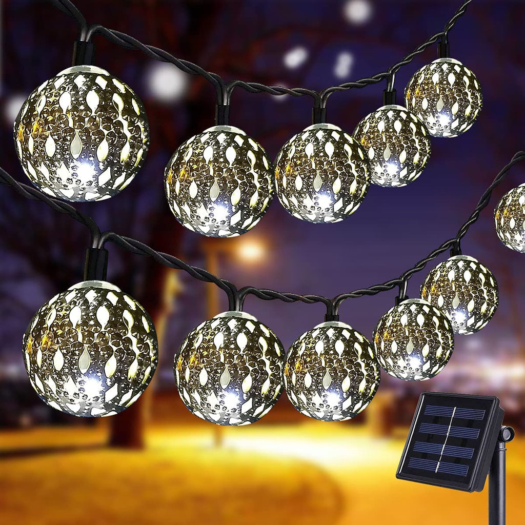 Solar Lampe,LED Solarbetriebenes Lichterketten ,20/30/50 LED Solar Marokkanische Lichterketten Außen，8 Modi Solar Kristall Kugeln für Garten,Bäume,Terrasse,Weihnachten,Hochzeiten,Partys